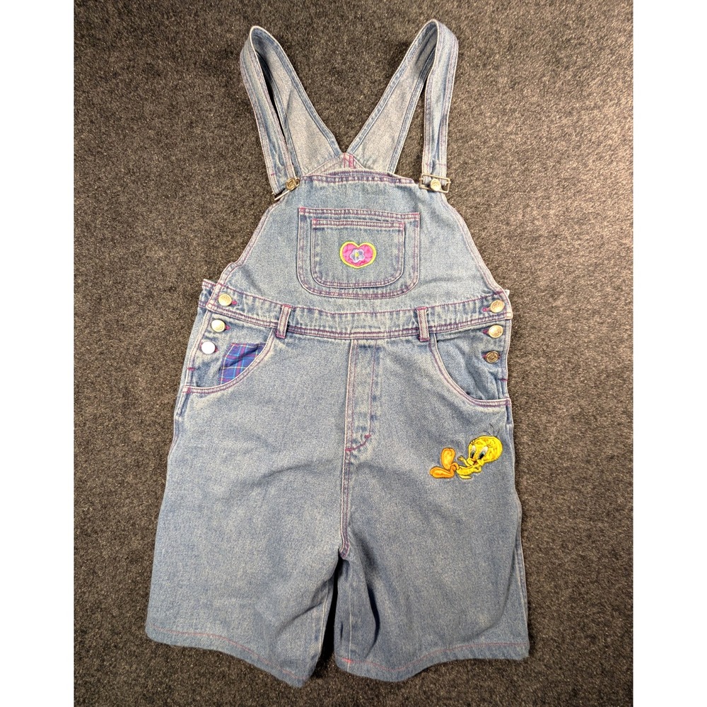 Looney Tunes Tweety Womens M Denim Overall  Shorts Y2K